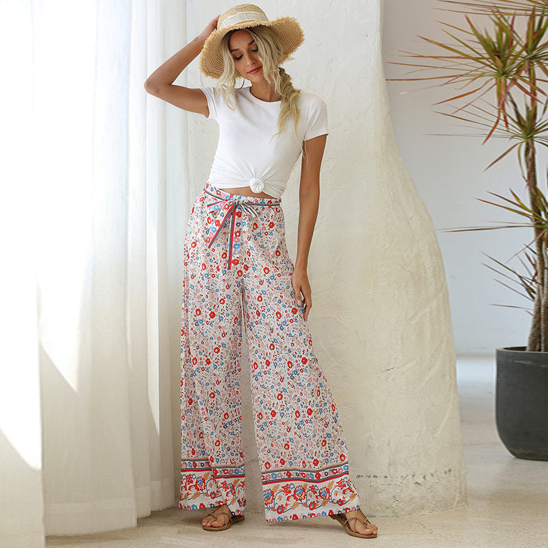 Fresh Meadows Floral Print High Waist Palazzo Pants