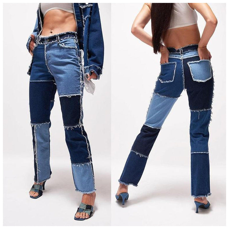 Patchwork Women's Straight-leg Jeans