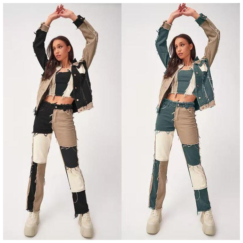 Patchwork Women's Straight-leg Jeans