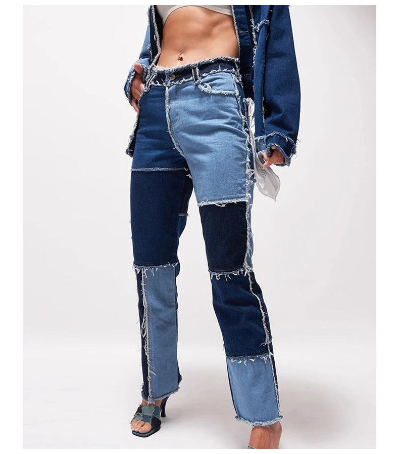 Patchwork Women's Straight-leg Jeans