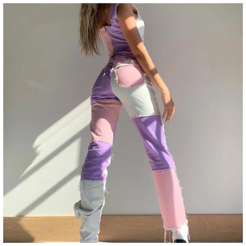 Patchwork Women's Straight-leg Jeans
