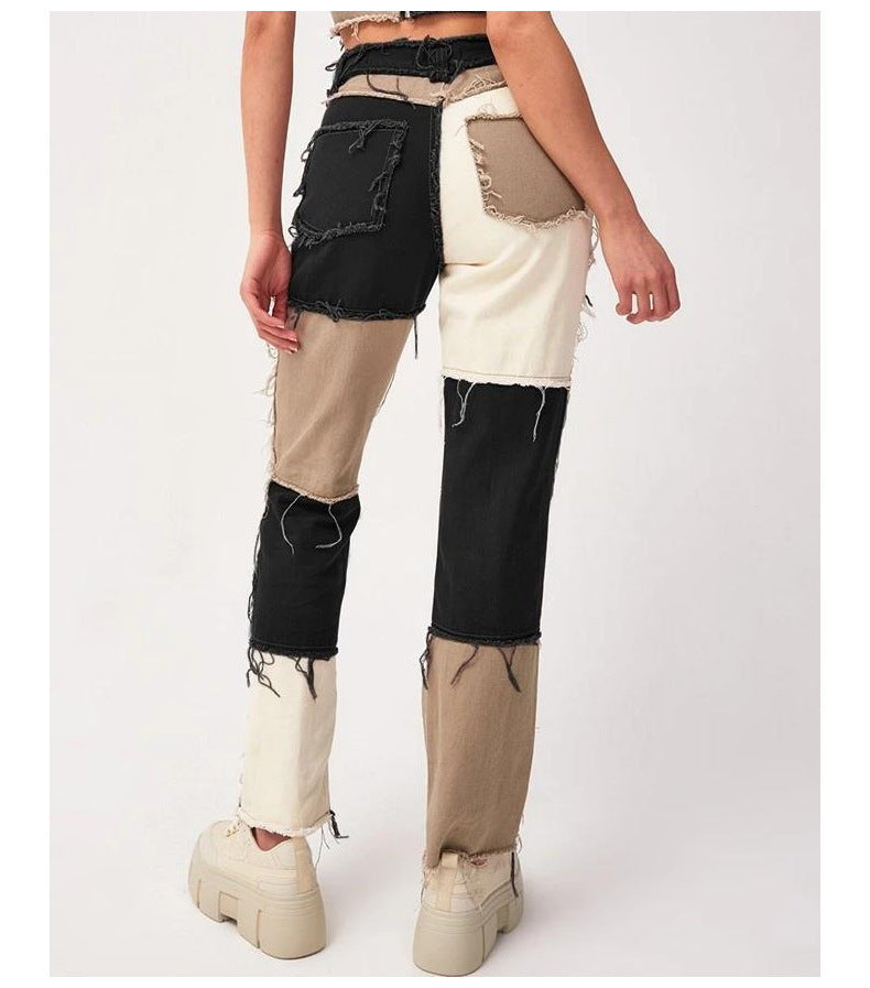 Patchwork Women's Straight-leg Jeans