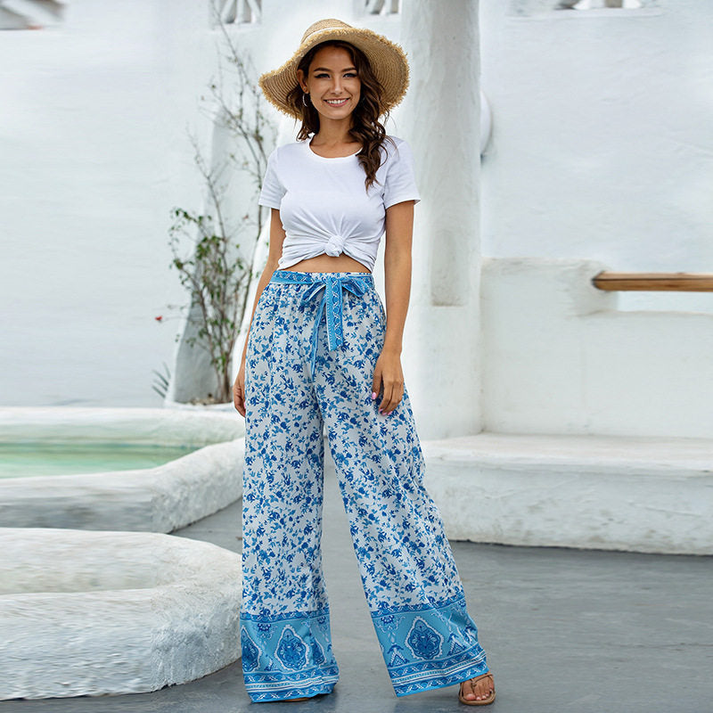 Fresh Meadows Floral Print High Waist Palazzo Pants