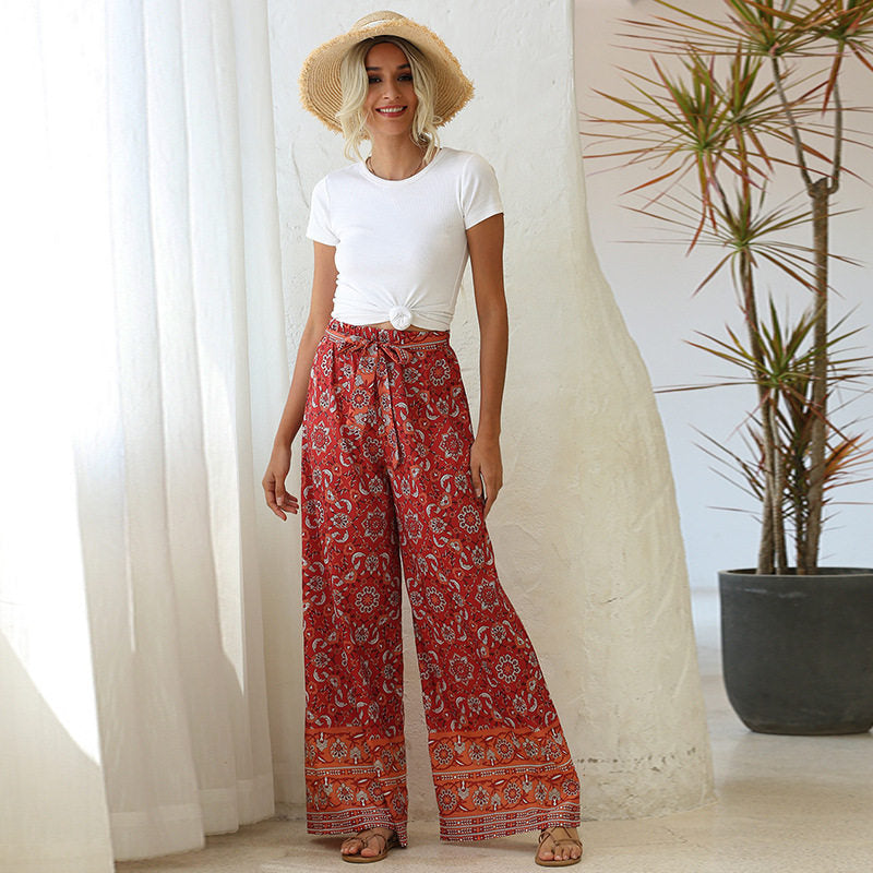 Fresh Meadows Floral Print High Waist Palazzo Pants