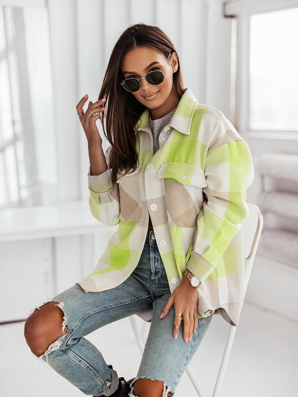 Color Me Plaid Women Wool Top