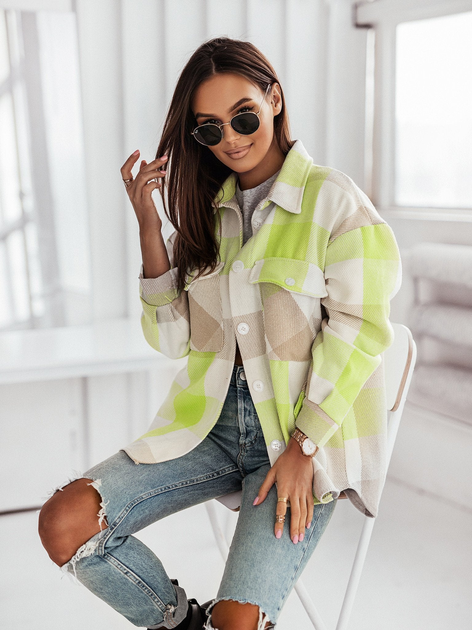 Color Me Plaid Women Wool Top