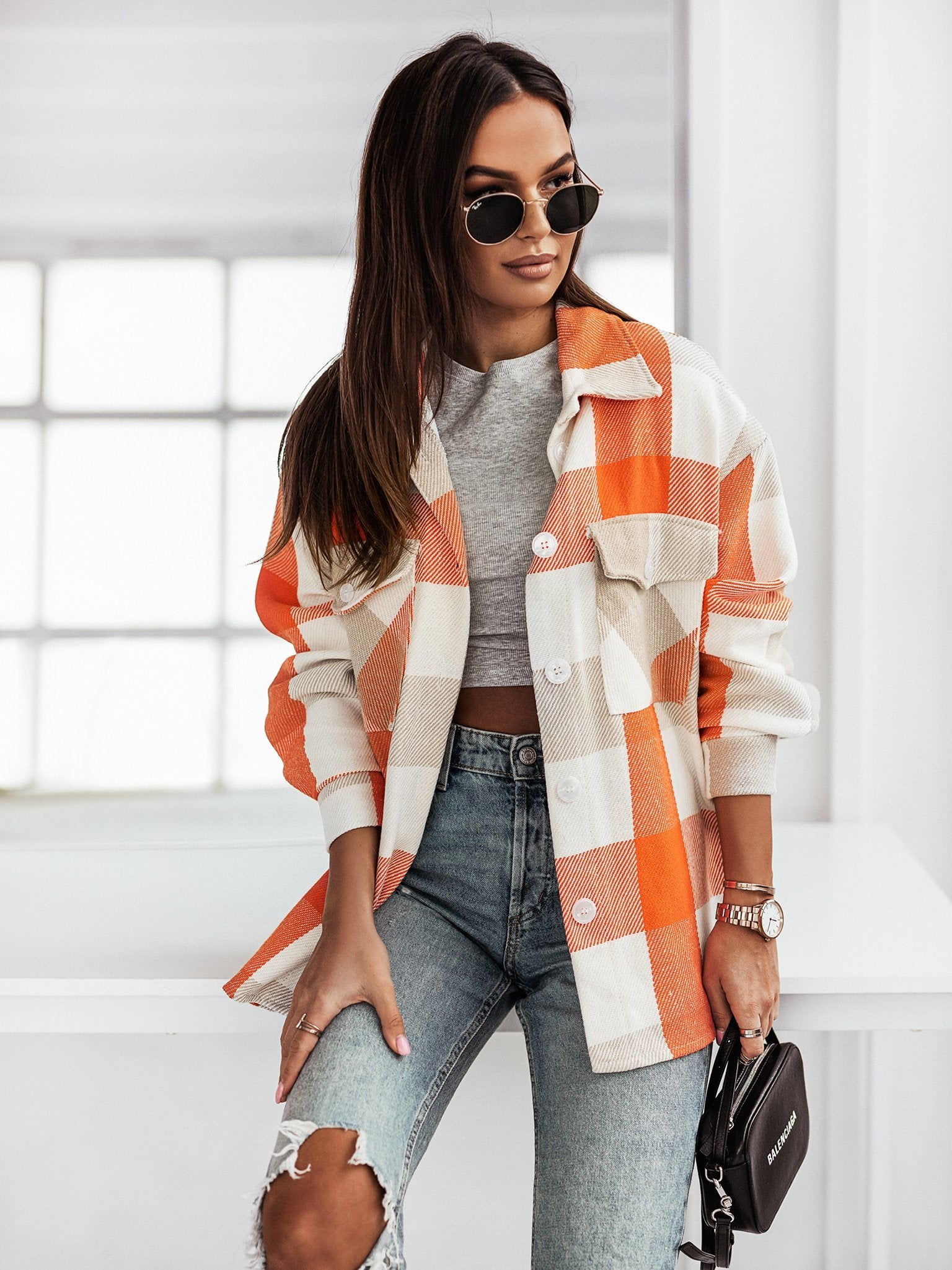Color Me Plaid Women Wool Top
