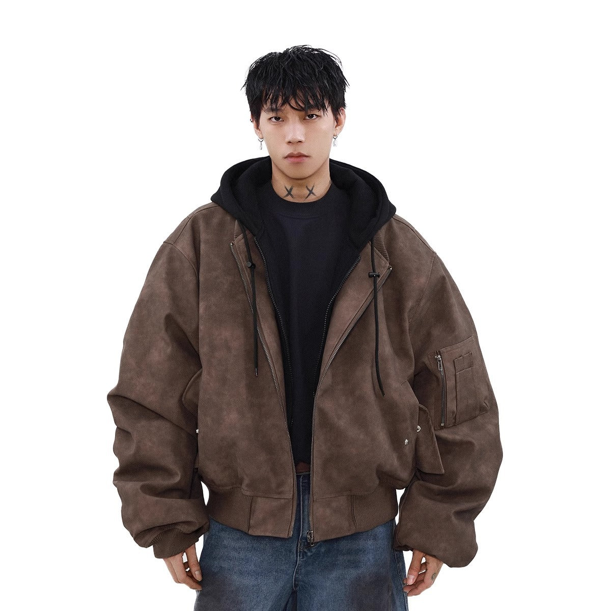 Loose Casual Hooded Coat Idle Style Two-piece Jackets