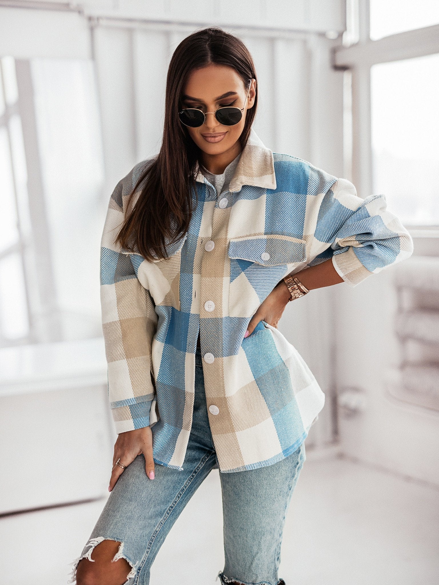 Color Me Plaid Women Wool Top