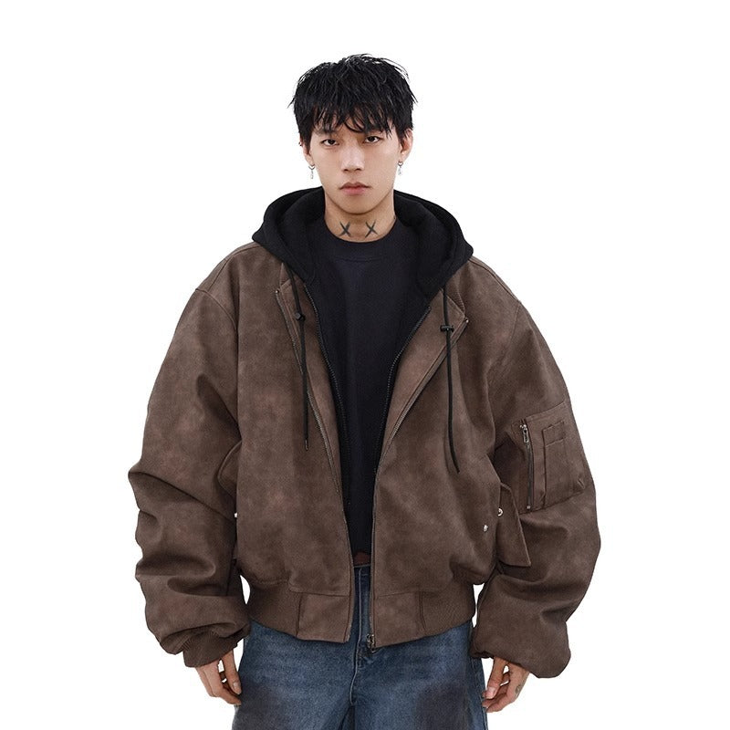 Loose Casual Hooded Coat Idle Style Two-piece Jackets